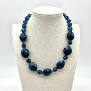 Robert Rose Beaded Necklace Blue Faceted Beads Costume Jewelry‎